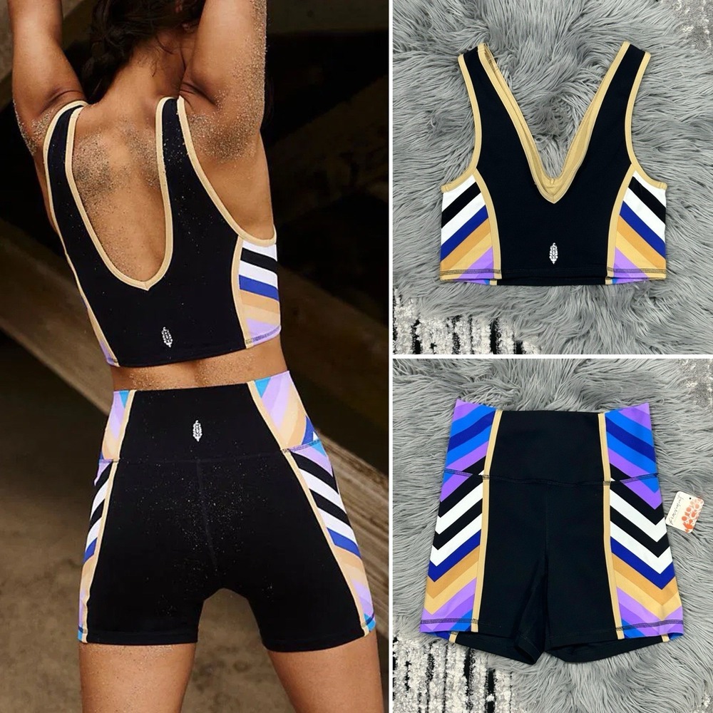 FP Movement Never Better Chevron Colorblock Tank/Shorts Set Size Small ($126)NWT